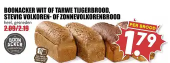 MCD Supermarkt Boonacker Wit Of Tarwe Tijgerbrood, Stevig Volkoren- Of Zonnevolkorenbrood aanbieding