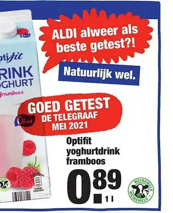 ALDI Optifit Yoghurtdrink Framboos aanbieding