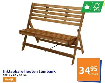 Action Inklapbare houten tuinbank aanbieding