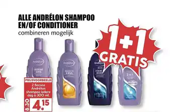 MCD Supermarkt Alle Andrélon Shampoo En-of Conditioner 1+1 Gratis aanbieding