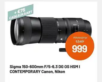 Kamera Express Sigma 150-600mm F-5-6.3 DG OS HSM I Contemporary Canon, Nikon aanbieding