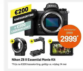 Kamera Express Nikon Z6 II Essential Movie Kit €200 Kassakorting aanbieding