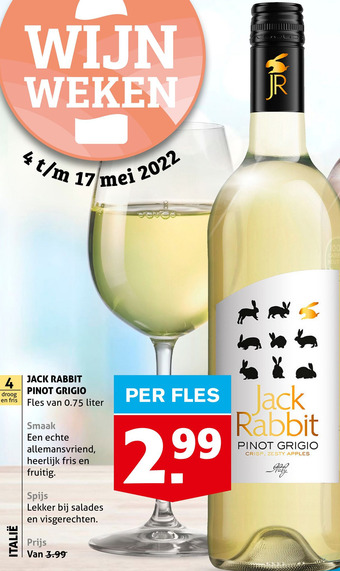 Hoogvliet JACK RABBIT PINOT GRIGIO aanbieding