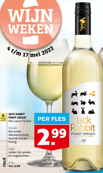Hoogvliet JACK RABBIT PINOT GRIGIO aanbieding