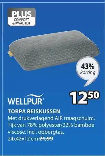 Jysk Wellpur Torpa Reiskussen 43% Korting aanbieding