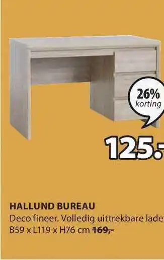 Jysk Hallund Bureau 26% Korting aanbieding