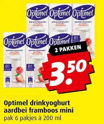 Boni Optimel drinkyoghurt aardbei framboos mini aanbieding