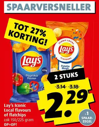 Boni Lay's Iconic Local flavours of flatchips aanbieding