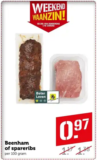 Coop Beenham of spareribs 100 gram aanbieding