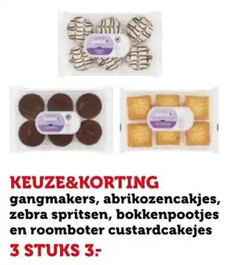 Coop Gangmakers, abrikozencakjes, zebra spritsen, bokkenpootjes en roomboter custardcakejes aanbieding