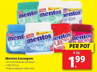 Lidl Mentos kauwgom 100-112,5g aanbieding