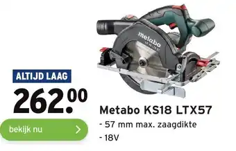 GAMMA Metabo Cirkelzaag | KS18 LTX57 aanbieding