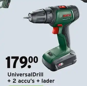 GAMMA Bosch UniversalDrill + 2 accu's + lader aanbieding