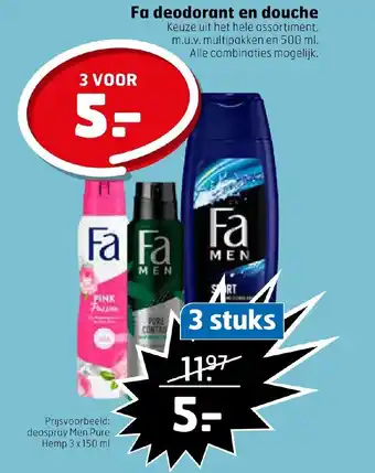 Trekpleister Fa deodorant en douche aanbieding