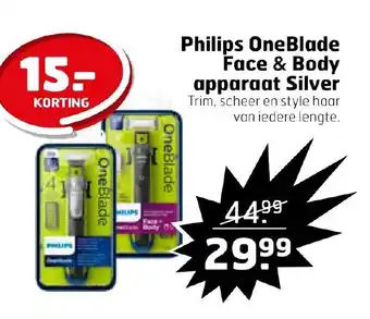 Trekpleister Philips OneBlade Face & Body apparaat Silver aanbieding