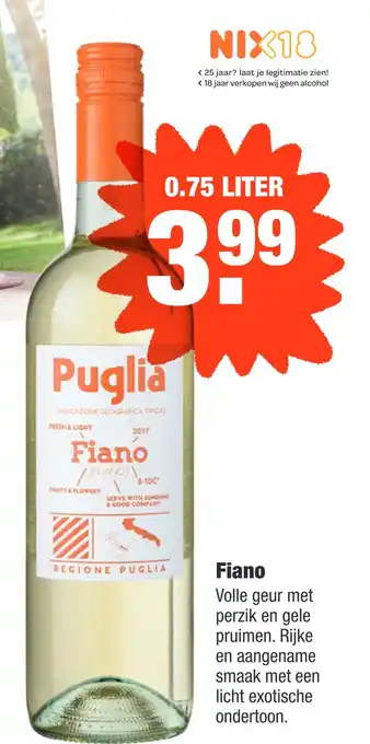 ALDI Fiano 0,75 liter aanbieding