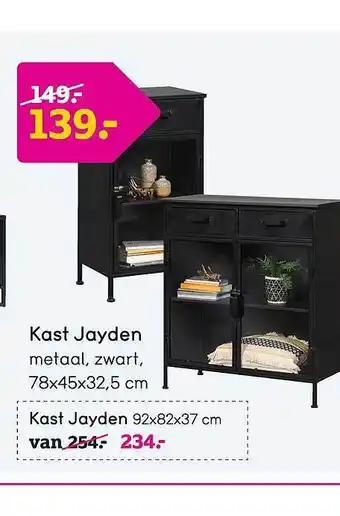 Leen Bakker Kast jayden 78x45x32,5 cm of kast jayden 92x82x37 cm aanbieding