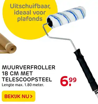 Praxis Muurverfroller 18 cm met telescoopsteel aanbieding