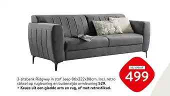 Profijt Meubel 3-zitsbank ridgway in stof jeep 86x222x88cm aanbieding