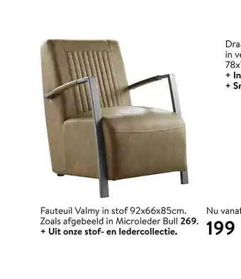 Profijt Meubel Fauteuil valmy in stof 92x66x85cm aanbieding