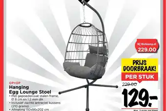 Vomar Voordeelmarkt Hanging egg lounge stoel aanbieding