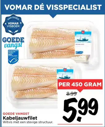 Vomar Voordeelmarkt Kabeljauwfilet 450 gram aanbieding