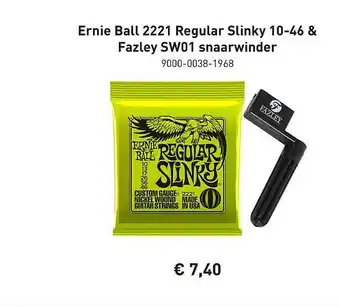 Bax-Music Ernie ball 2221 regular slinky 10-46 & fazley sw01 snaarwinder aanbieding