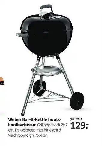 Boerenbond Weber bar-b-kettle houtskoolbarbecue aanbieding