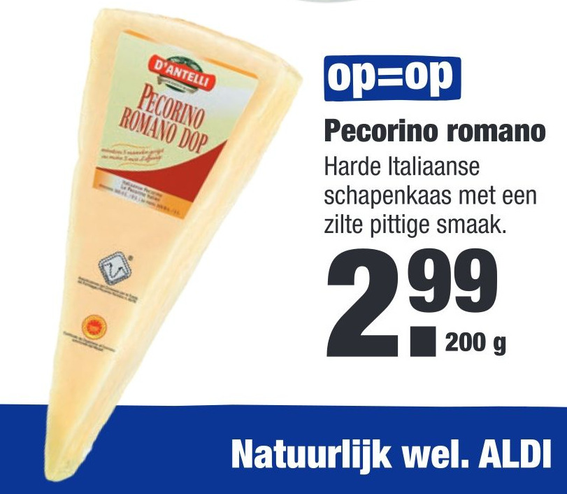 Pecorino romano 200 gram aanbieding bij ALDI