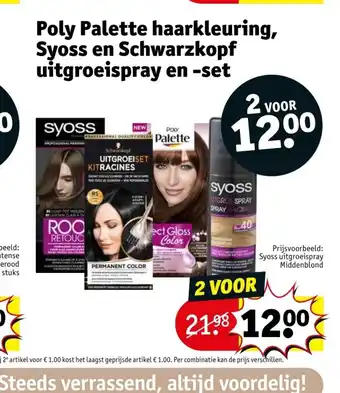 Kruidvat Poly Palette haarkleuring, Syoss en Schwarzkopf uitgroeisoray en -set aanbieding