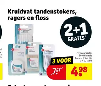 Kruidvat Tandenstokers, ragers en floss 3 voor aanbieding