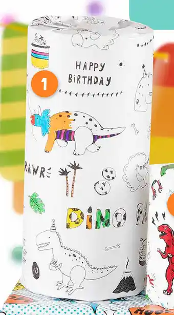 Lobbes Inkleurbaar inpakpapier Dino party 4m aanbieding