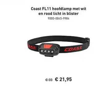 Bax-Music Coast FL11 Hoofdlamp Met Wit En Rood Licht In Blister aanbieding