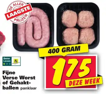 Nettorama Fijne verse worst of gehaktballen 400g/4 stuks aanbieding