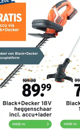 GAMMA Black+Decker 18V heggenschaar incl. accu+lader aanbieding