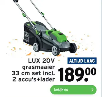 GAMMA LUX 20V grasmaaier 33 cm set incl. 2 accu's+lader aanbieding