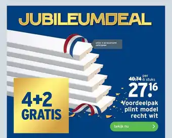 GAMMA Voordeelpak Plint Model Recht Wit 4+2 Gratis aanbieding