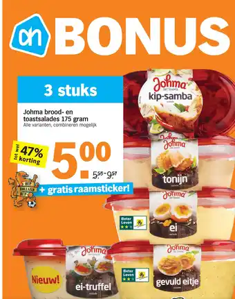 Albert Heijn Johma brood- en toastsalades 175 gram aanbieding