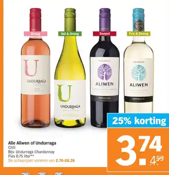 Albert Heijn Alle Aliwen of Undurraga Chili aanbieding