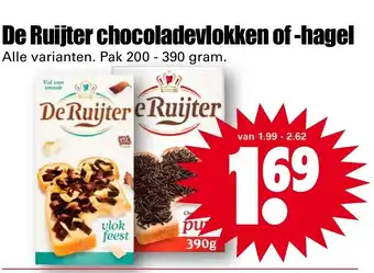 Dirk De ruijter chocoladevlokken of -hagel 200-390g aanbieding