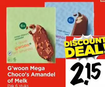 Vomar Voordeelmarkt G'woon Mega Choco's Amandel of Melk aanbieding