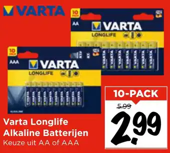 Vomar Voordeelmarkt Varta Longlife Alkaline Batterijen aanbieding