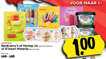 Vomar Voordeelmarkt Ben & Jerry's of Hertog IJs 100-200ml of G'woon  Waterijs aanbieding