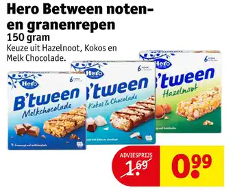 Kruidvat Hero Between noten- en granenrepen aanbieding