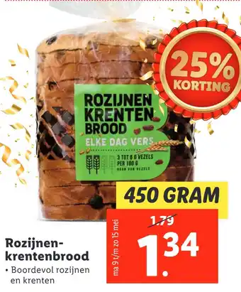 Lidl Rozijnen- krentenbrood aanbieding