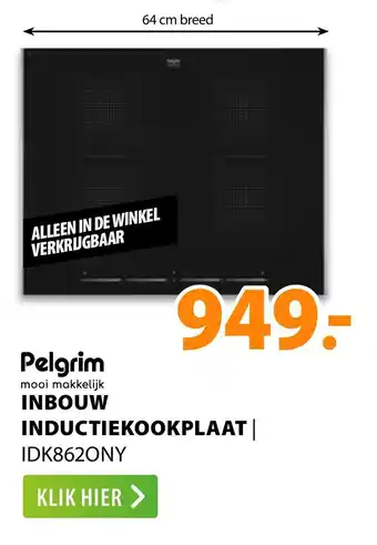 Expert Pelgrim Inbouw Inductiekookplaat IDK862ONY 64 cm aanbieding