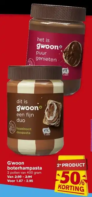 Hoogvliet G'woon boterhampasta 400 gram aanbieding