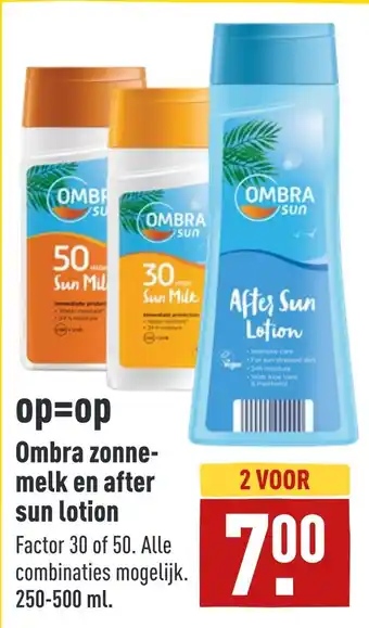 ALDI Ombra zonnemelk en after sun lotion aanbieding