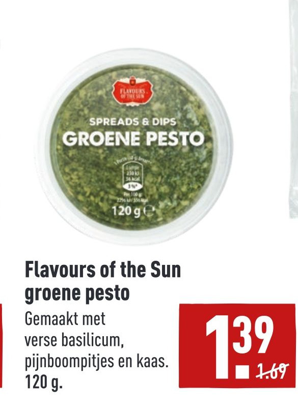 Flavours of the Sun groene pesto aanbieding bij ALDI