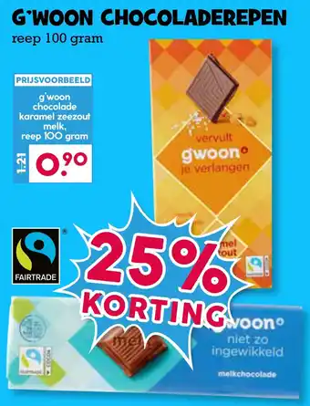 Boon`s Markt G'WOON CHOCOLADEREPEN aanbieding